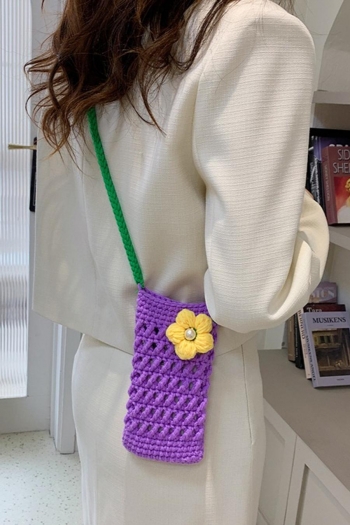 stylish vintage new 4 colors knitted flower pearl decor hollow crossbody bag