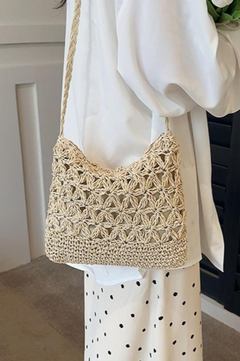 fashion vintage new hollow weave zip-up tote bag