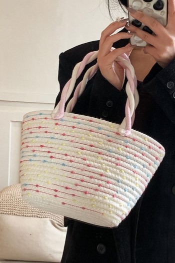 stylish new contrast stitching weave high-capacity handbag