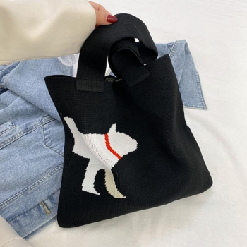 Stylish new 3 colors jacquard ribbed knit open design shoulder bag