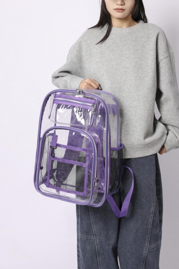 Stylish new 4 colors see-through pvc high-capacity zip-up backpack