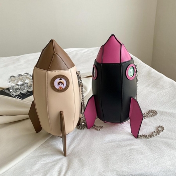 Stylish new pu rocket shape zip-up crossbody bag