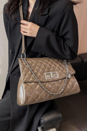 stylish new quilted pu high-capacity lock buckle shoulder bag