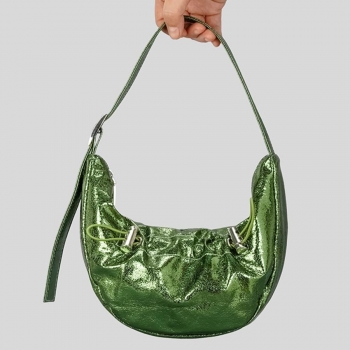 stylish new 4 colors bright pu drawstring zip-up shoulder bag