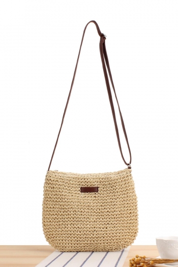 stylish new weave straw zip-up crossbody bag