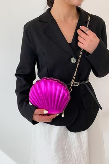 stylish new 6 colors shell shape pu zip-up crossbody bag
