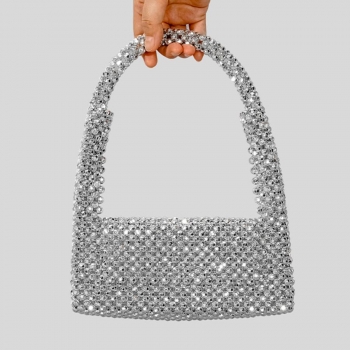 stylish new acrylic beaded open design handbag