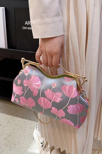 stylish new lotus embroidery lock buckle crossbody handbag