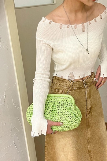 stylish new 4 colors shell shape crossbody weave bag