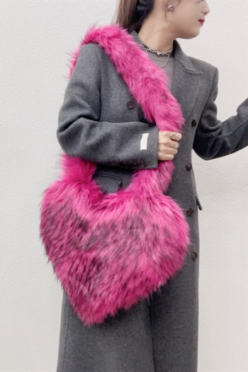 stylish new 14 colors fur heart shape magnetic button shoulder bag