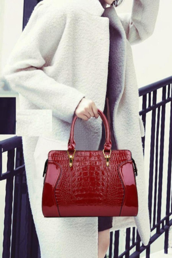 stylish new 4 colors crocodile pattern pu zip-up crossbody handbag