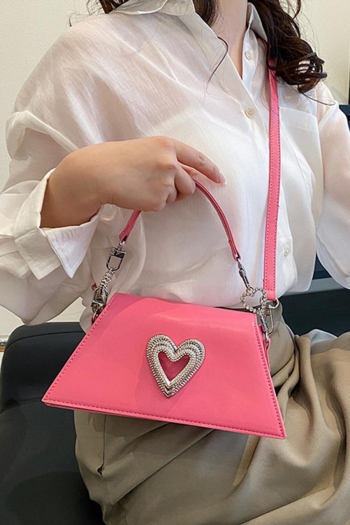 stylish new 6 colors pu rhinestone heart decor magnetic button shoulder handbag