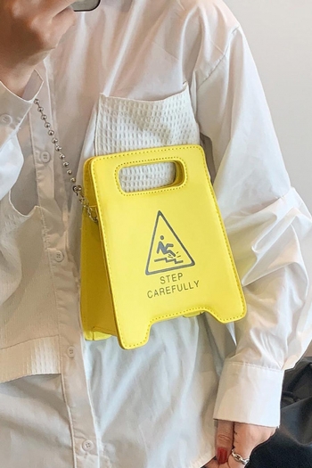 stylish new 3 colors pu warning sign shape magnetic button crossbody bag