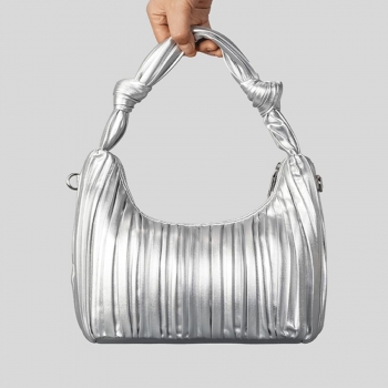 stylish new pu pleated zip-up kink crossbody handbag
