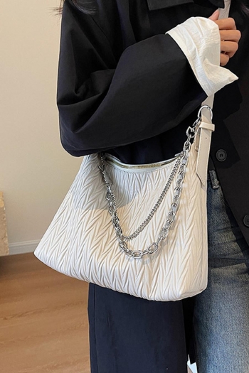 stylish new embossed pu rabbit metal chain zip-up high-capacity shoulder bag