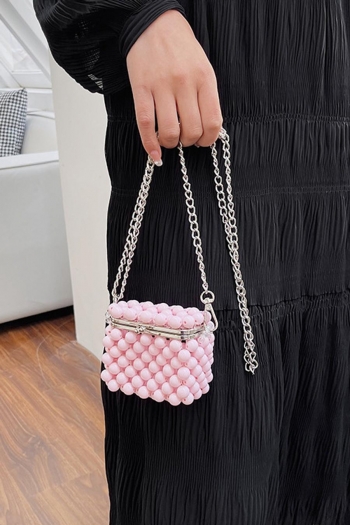stylish new 3 colors weave pearl box shape crossbody bag
