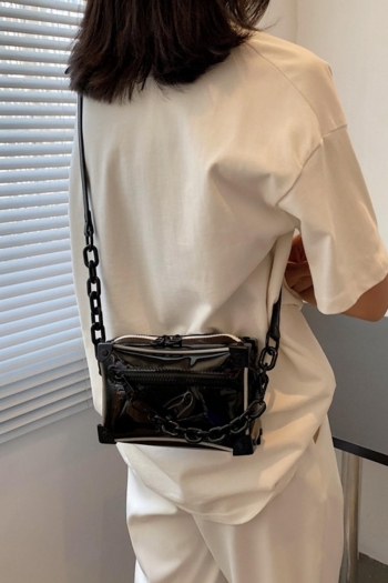 stylish new 3 colors pvc zip-up crossbody handbag