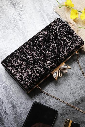 stylish new 3 colors crack pattern flocking lock buckle clutches bag