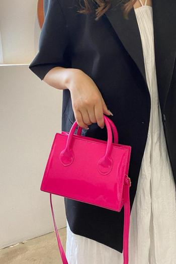 stylish new 6 colors solid color glossy pu zip-up crossbody handbag