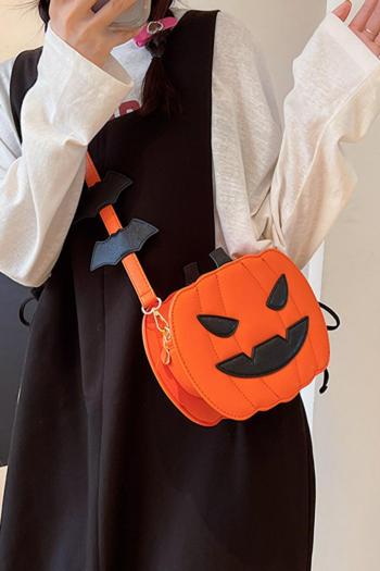 stylish new funny contrast color halloween pumpkin zip-up crossbody bag