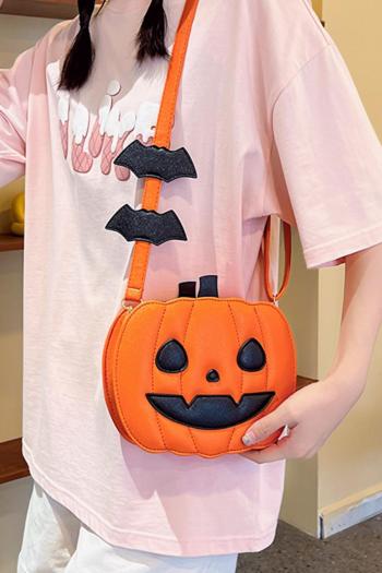 stylish new cute contrast color halloween pumpkin zip-up crossbody bag