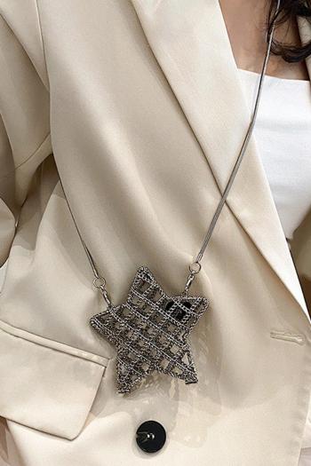 stylish new solid color weave chain pentagram shape crossbody bag