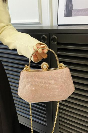 stylish new 4 colors rhinestone pearl decor lock buckle crossbody handbag