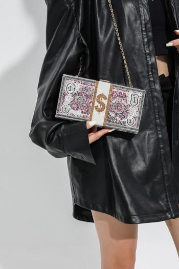 stylish new rhinestone pearl decor box shape lock buckle shoulder bag