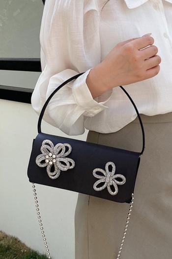 stylish new 6 colors pu rhinestone decor magnetic button crossbody handbag
