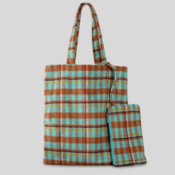 stylish new 4 colors plaid open design tote bag