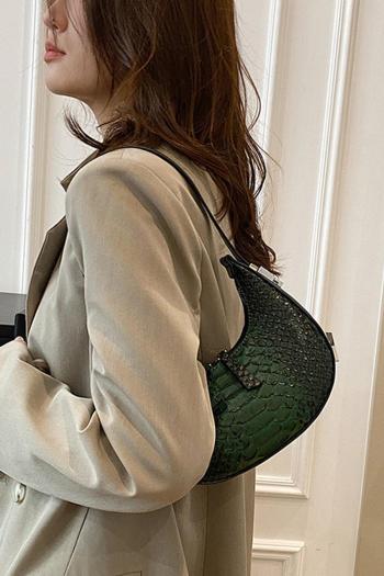stylish new 8 colors snake pattern pu zip-up shoulder bag
