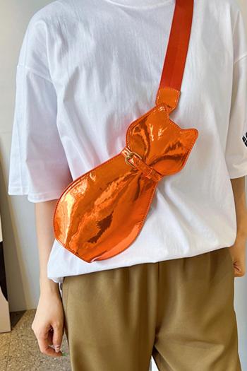 stylish new 7 colors glossy pu cat shape zip-up crossbody bag