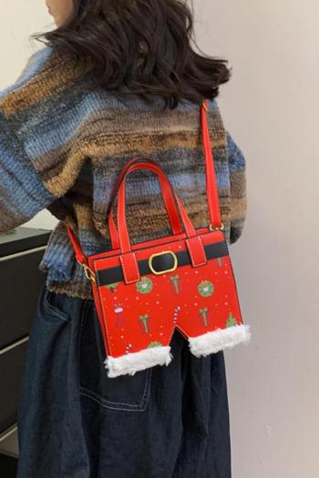 stylish new christmas gift printing pu zip-up crossbody handbag