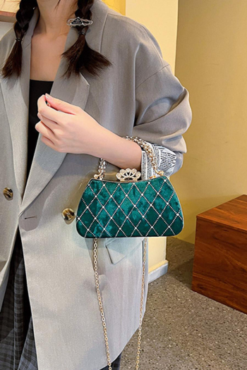 stylish new 8 colors velvet rhinestone decor lock buckle crossbody handbag