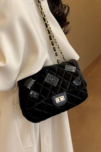 stylish new 6 colors velvet acrylic decor lock buckle crossbody bag