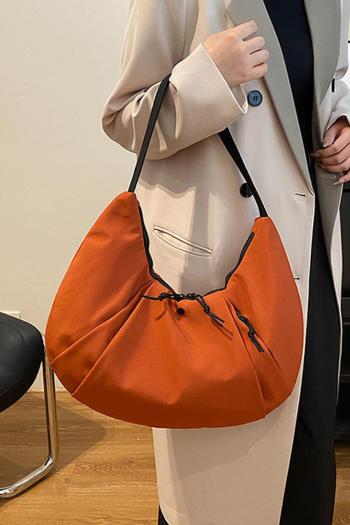 stylish new 5 colors solid color shirring zip-up shoulder bag