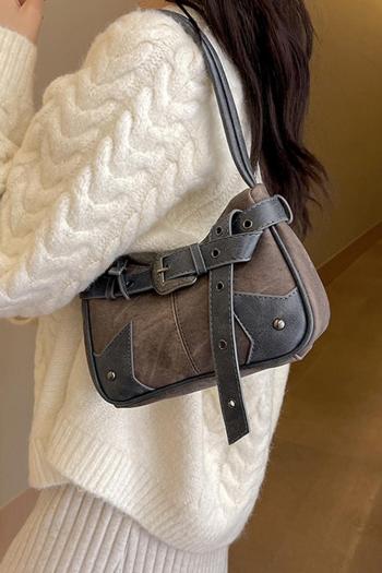 stylish new 4 colors pu belt decor zip-up shoulder bag
