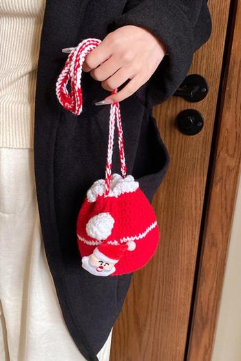 stylish new christmas contrast color weave drawstring crossbody bag