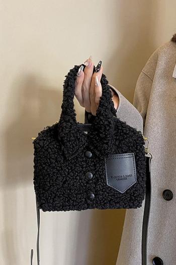 stylish new 5 colors berber fleece cloth shape magnetic button crossbody handbag