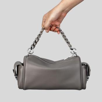 stylish new 5 colors pu metal chain zip-up crossbody handbag