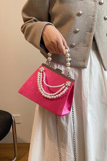 stylish new 8 colors pu pearl chain lock buckle crossbody handbag