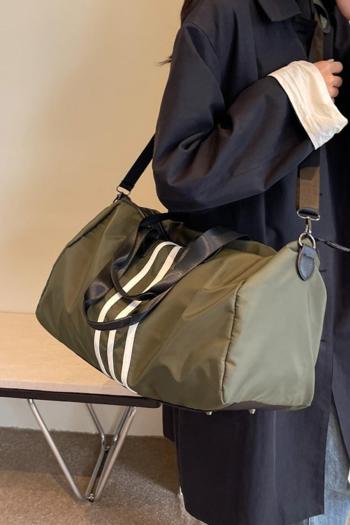 stylish new stripe printing oxford cloth zip-up crossbody handbag