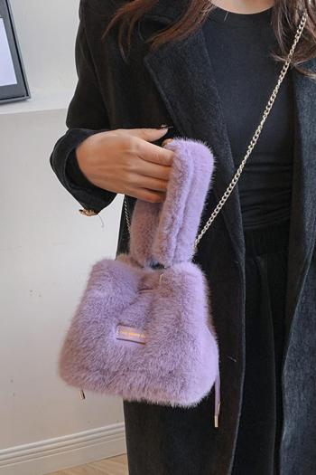 stylish new 6 colors plush drawstring crossbody handbag