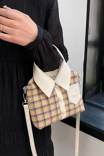stylish new 4 colors lattice cloth shape zip-up crossbody handbag