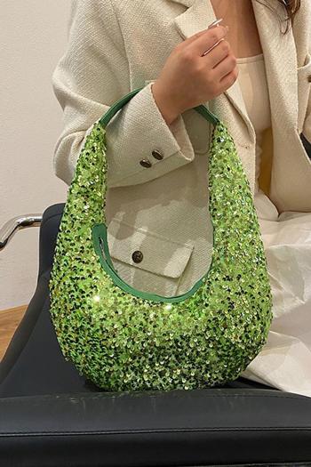 stylish new 6 colors crescent shape sequin decor zip-up shoulder bag