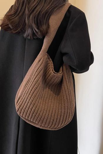 stylish new 5 colors solid color ribbed knit button shoulder bag