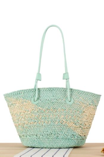 stylish new gradient color weave high-capacity lace-up beach straw bag
