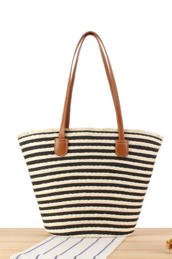 stylish new 3 colors stripe weave beach straw open design shoulder bag