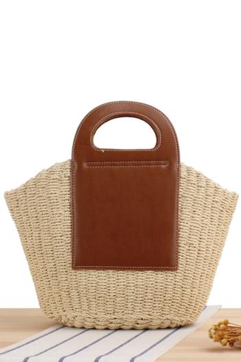 stylish new beach straw stitching pu open design high-capacity handbag