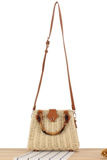 stylish new weave straw button beach crossbody handbag